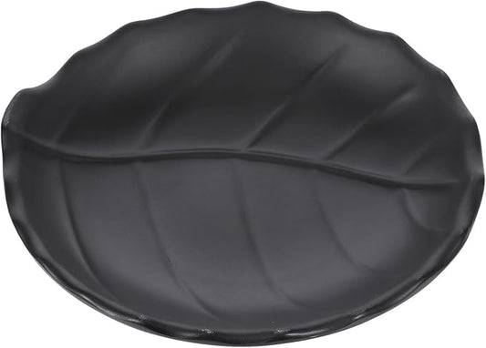 Toyvian Creative Leaf-pattern Snack Plate Black Ceramic Appetizer Dish Decorative Food Serving Tray for Kitchen and Household Use