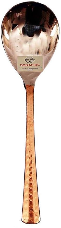 Bona Fide Copper Spoon, Serving Spoon,hammered Designed,Set of 4,8 inch Long spoon