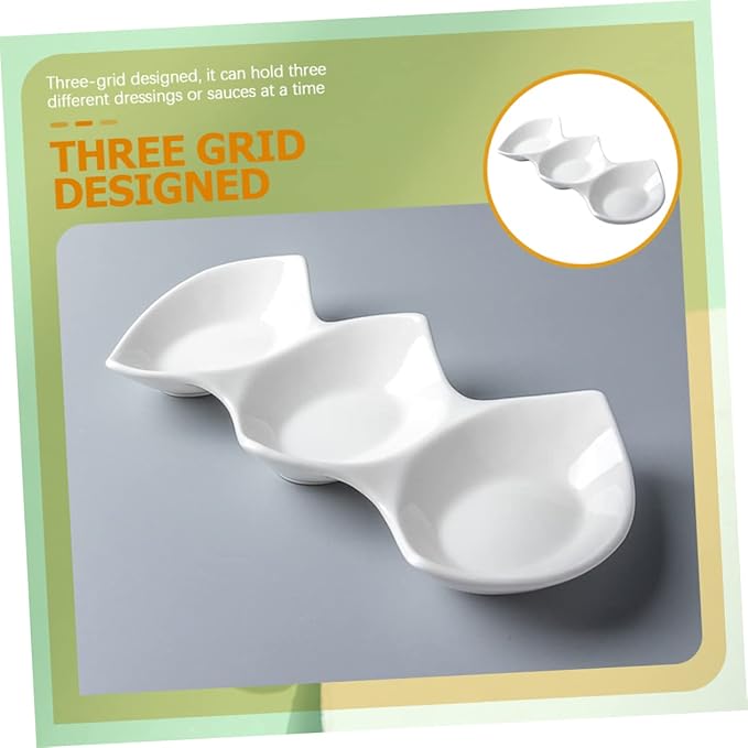 Appetizer Plate Set Three-grid Sauce Dish Perfect for Restaurant Home Hotel Bar
