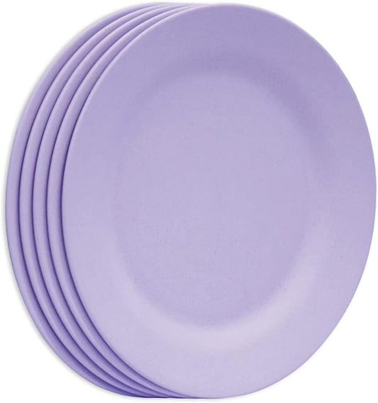 11 Inch Dinner Plate Set, Extra Large Pasta Plates, Unbreakable Dishes, Lightweight Wheat Straw Salad Dinnerware, Reusable Fiber Dessert Tableware (Purple)
