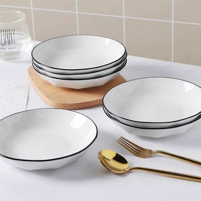 SONGCHAO Party Supplies Nordic Ceramic Plate Dish Plate Home Plate Set Deep Soup Plate Creative Large Soup Plate Dessert Plate Party Plates (Color : 7inch)