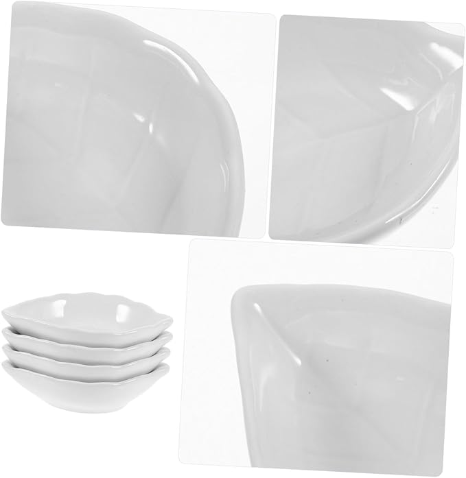 14pcs Small Ceramic Dipping Bowls Leaf-shaped Sauce Dishes Appetizer Plates Serving Plates Ceramic Sauce Bowls Relish Tray