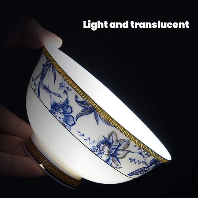 Porcelain Dinner Set Home Tableware Set Ceramics Dinner Sets, 60 Pieces Upscale Bone China Dinnerware Set Plate/Bowl/Soup Pot - Blue and White Porcelain Combination Set for Family