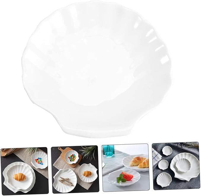 GLEAVI 4-Piece Shell-Shaped Ceramic Plates Set Multipurpose Food Serving Dishes for Breakfast Appetizers and Desserts Elegant Kitchen Supplies