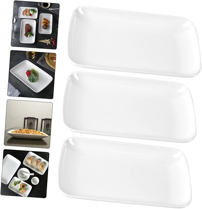 PRETYZOOM 3pcs Appetizer Plates for Party Rectangular Food Serving Trays for Salads Breakfast Dessert