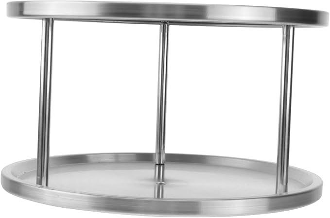 Cabilock Stainless Steel Seafood Plate with Double Layers and Brackets Rust Resistant Snack and Food Serving Platter for Restaurant Use Easy to Clean Refrigerator and Oven Safe Silver