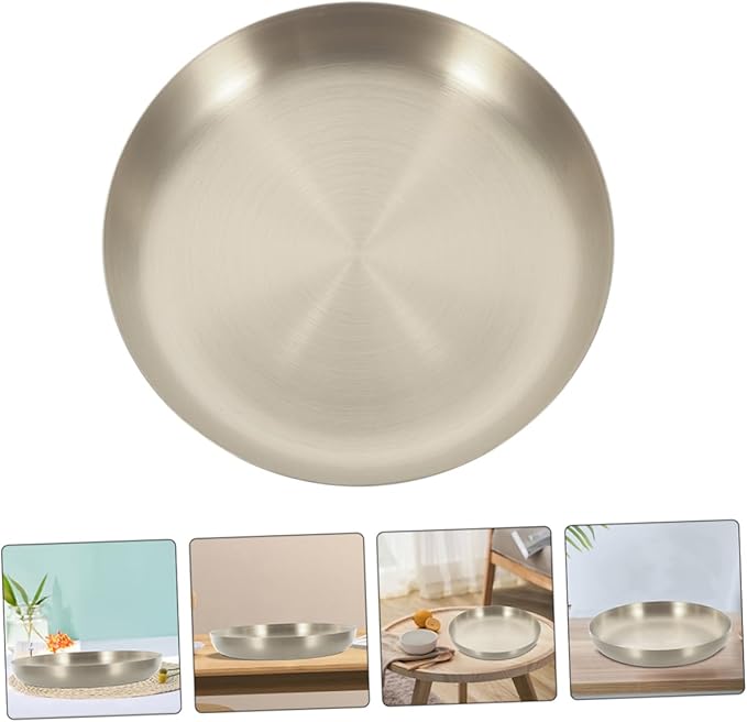 Cabilock Stainless Steel Food Plate Modern Steak Serving Tray for Parties Gatherings and Restaurants and Easy to Clean for Snacks Fruits and Desserts