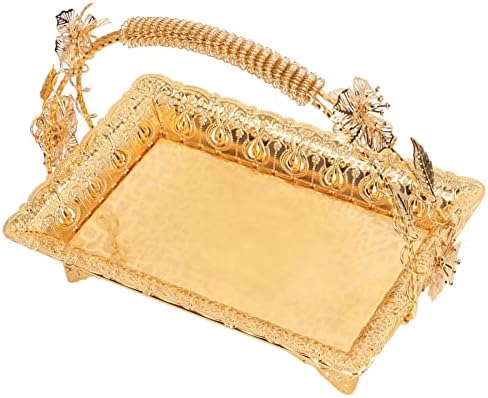 Coffee Serving Tray, Vintage Turkish Tea Coffee Serving Tray Decorative Trays Zinc Alloy Elegant Metal Serving Tray for Home Cafe