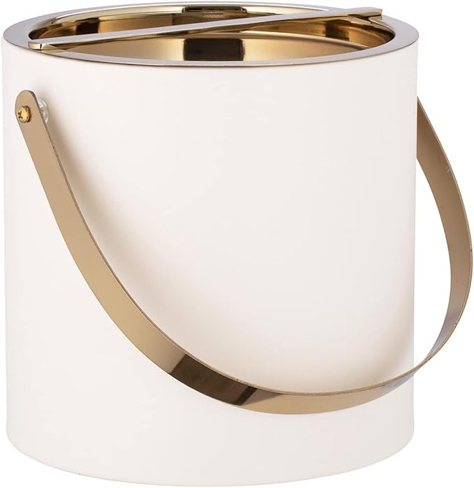 Kraftware Polished Gold Arch Handle & Bridge Cover: White Milan 3qt Ice Bucket