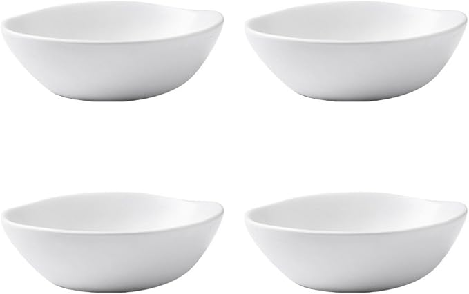 SOCOSY Classic Matte Ceramic Sauce Dishes Sushi Dipping Bowls Appetizer Plates with Irregular Ddge for Kitchen3.2'' (Set of 4)