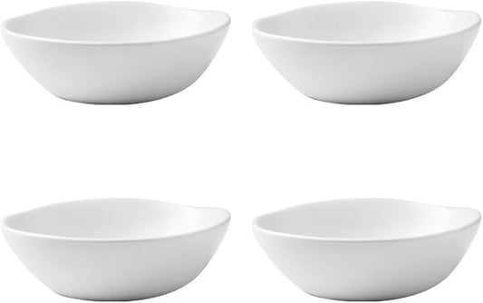 SOCOSY Classic Matte Ceramic Sauce Dishes Sushi Dipping Bowls Appetizer Plates with Irregular Ddge for Kitchen3.2'' (Set of 4)