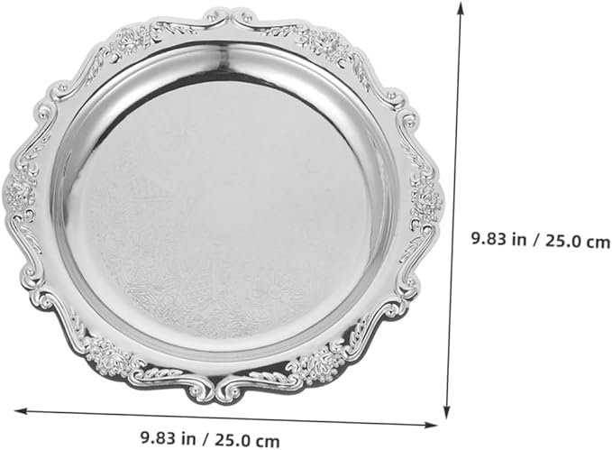 2pc Snack Iron Plate Serving Tray Vintage Jewelry Dish Retro Metal Trays for Desserts Chips and Dip Holder Home Decorative Plate