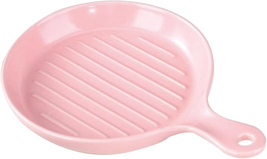 PRETYZOOM Ceramic Baking Dish with Handle Oven Safe Dinner Plate for Western Cuisine 10-inch Food Serving Plate Scratch Resistant Tableware for Home and Restaurant Use