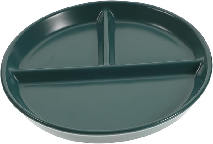 Divided Porcelain Plate with Three Compartments Round Ceramic Dish for Breakfast Steak and Fruit Simple Design for Home Decor and Daily Use