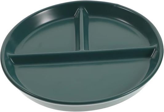 Divided Porcelain Plate with Three Compartments Round Ceramic Dish for Breakfast Steak and Fruit Simple Design for Home Decor and Daily Use