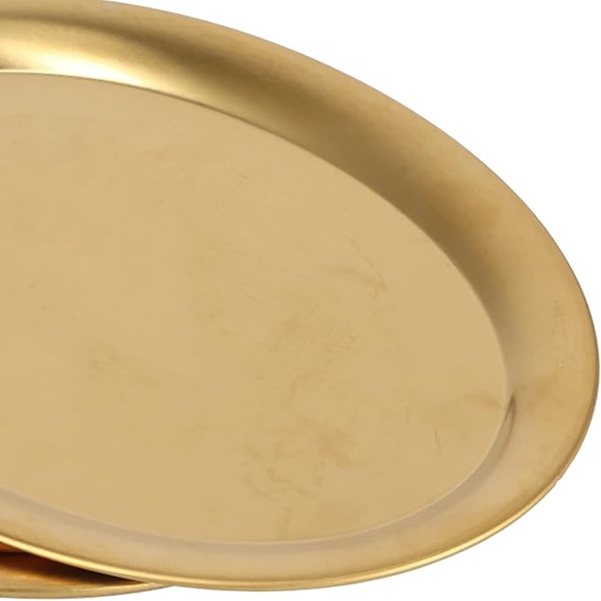 Stainless Steel Serving Platter Set, Silver Tray Mirror Finish, 3pcs Assorted Sizes - Durable 304 Steel, Easy to Clean, Versatile Display and Serving Use (Gold)