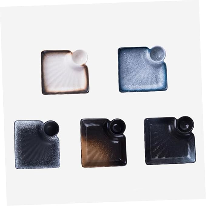 Luxshiny Ceramic Sauce Dish with Vinegar Dish Square Dipping Bowl for Appetizers Home Use Easy to Clean 4-Piece Set Versatile Seasoning Saucer