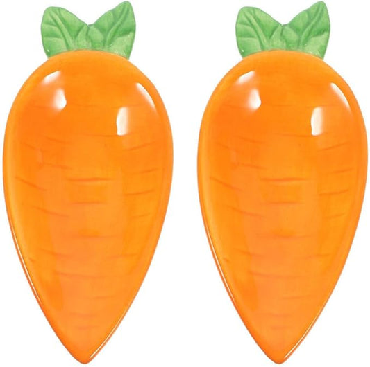 2pcs Ceramic Dishes Sauce Plates Easter Carrot Plates Tasting Dishes Ingredient for Prep Sushi Plate Digging Plate Dip Dessert Carrot Shape Bowls