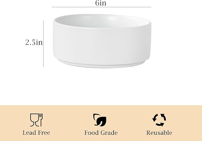 26 OZ Cereal Bowl, 6 Inch Ceramic Bowls Sets for 4, Suitable for Breakfast, Soups, Oatmeal, Ramen, Pho, Udon and Ssoba, Dishwasher & Microwave Safe, Handcrafted Bowls Sets,Modern White