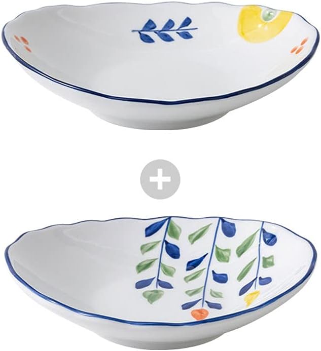 HEXEH Salad Plate 6 inch Ceramic Dessert Dishes Soy Sauce Dipping Plates Snack Fruit Appetizer Side Dishes Serving Dish Japanese Style Dinnerware Set (2pack) Plastic Plate (Color : B)