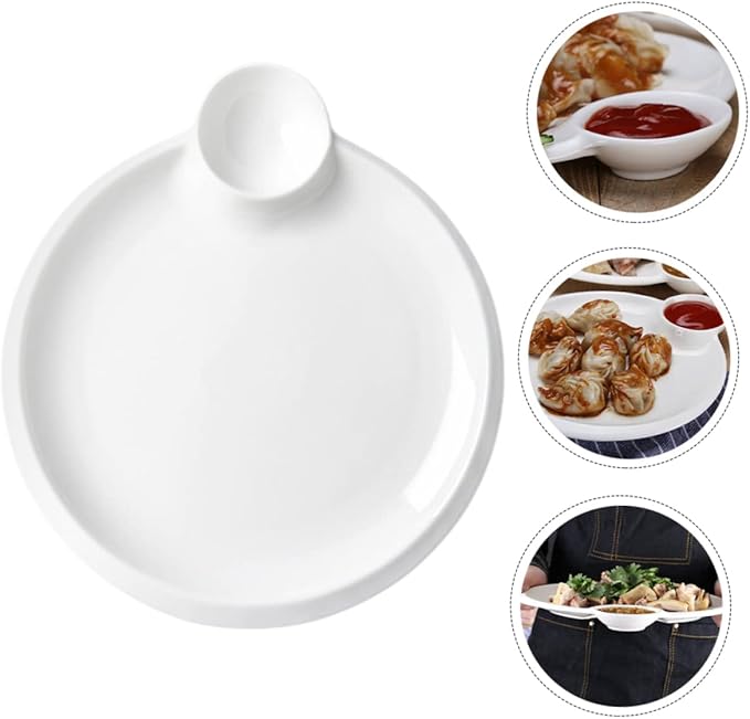 Ceramic Dumpling Plate Set Multi-function Chips Dish Dividers for Dipping Sauce Elegant Kitchen Supply for Appetizers Sushi and Parties