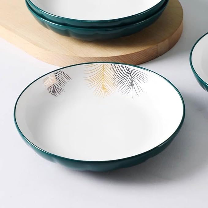 SONGCHAO Party Supplies 6pcs Ceramic Plate Household Dish Plate Chinese Simple Deep Soup Plate Breakfast Plate Microwaveable Party Plates (Color : 7inch)