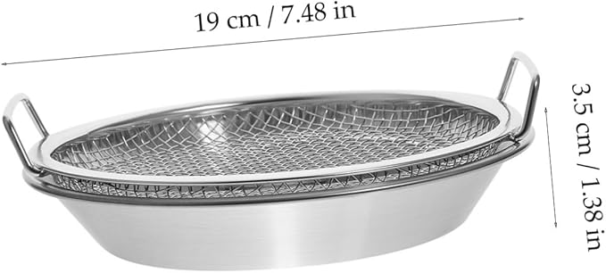 1 Set Mesh Drain Pan Barbeque Grill Plate Vegetable Drainer Fried Food Draining Rack Barbecue Grill Tray Smokeless Roasting Pan Roasting Tray Fruit Stainless Steel Egg Steamer