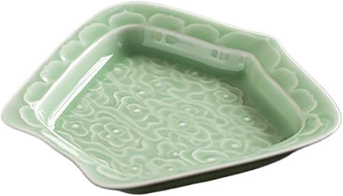 Sauce Dish Creative Relief Auspicious Clouds Plate Zen Tea Point Plate Ceramic Snack Plate Dessert Snack Plate Snacks Fruit Plate Snack Plate(Green)