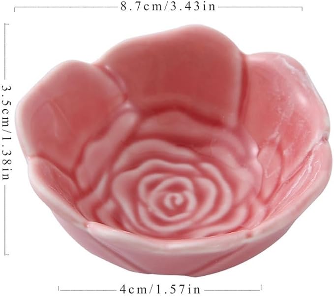 FAREWELL Dipping Bowls Flower Shaped Ceramic Dipping Bowl Soy Sauce Plate Mini Condiment Porcelain Sauce Bowl Dipping Candy Serving Plate Appetizer Bowls (Color : A)