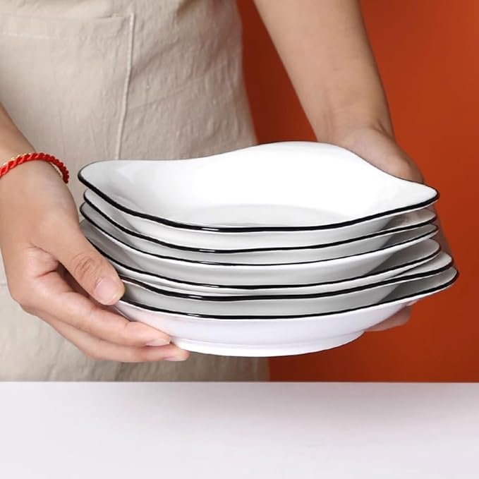 SONGCHAO Party Supplies 6 Square Plate Ceramic Household Dishes Creative Nordic Western Food Plate Deep Plate Fruit Plate Party Plates (Size : Small)