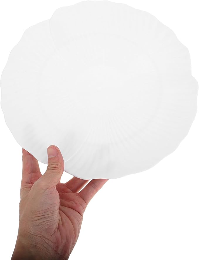 Scalloped White Plastic Appetizer Plates 5pcs Lightweight Dumpling and Dessert Serving Platters for Home Kitchen and Restaurant Use