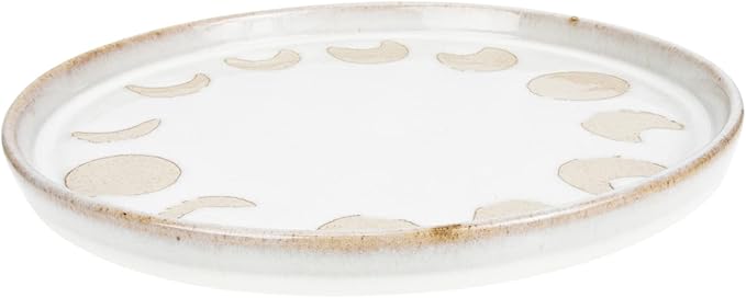 GLEAVI Vintage Rustic Ceramic Plate Round Serving Dish for Steak Salad and Pizza Food-grade Stoneware 10-inch Diameter for Home Dining and Entertaining