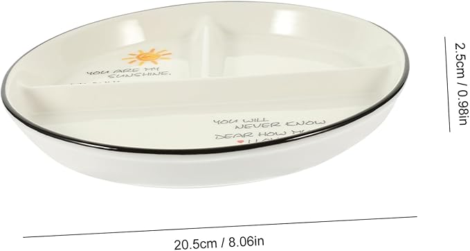 Ceramic Divided Serving Dish Cartoon Compartment Dinner Plate for Snacks Dried Fruits Appetizers Style Divided Plates for Entertaining Sun Design