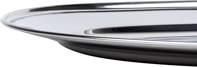 20" Stainless Steel Serving Platter | Oval Silver Food Tray | 3 mm Thick, Unbreakable | Anti Rust Serving Platter | Dinner Trays | Dishwasher Safe Kitchen Tray Silver, 20-Inch [1PK]