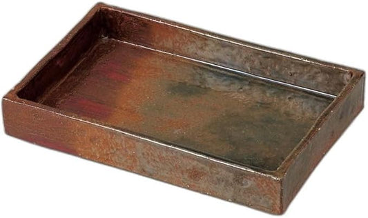 Rust Woven Rectangular Bowl (Large) 8.7 x 6.1 x 1.4 inches (22 x 15.5 x 3.5 cm) | Appetizer Plate, Ceramic, Setomonohonpo