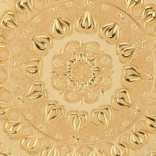 Jeanoko 1PCS Gold Serving Trays, 13.8" Dia Round Metal Serving Tray, Turkish Tea Coffee Serving Tray, Coffee Plate for Bar Outdoor Dessert