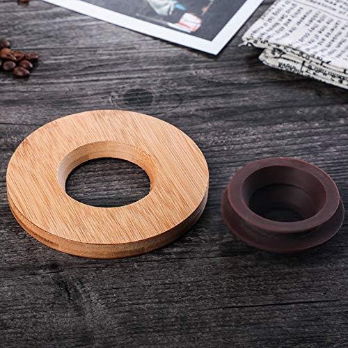 Transparent Glass Coffee Dripper Coffee Filter Holder Coffee Filter Cone with Wooden Pad Coffee Funnel,Coffee Filter Holder with Handle