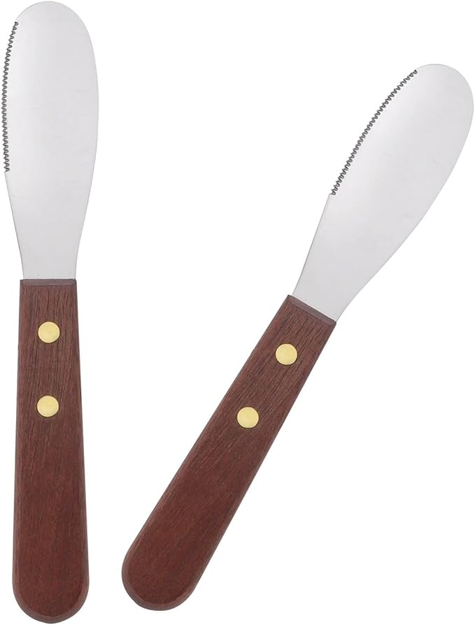HIC Kitchen Spreaders, Stainless Steel Blade with Beechwood Handle, Set of 2