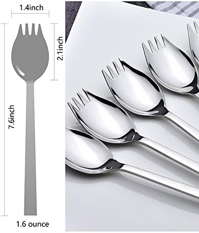 6-pack Stainless Steel Sporks for Everyday Use, Back to school lunch supplies Camping Hiking Heavy Duty Flatware set,7.6-inch (M)