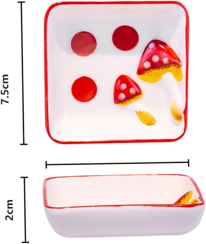 ABOOFAN 2pcs Mushroom Ceramic Sauce Dishes Condiment Plate Dish Seasoning Plate for Cottagecore Kitchen