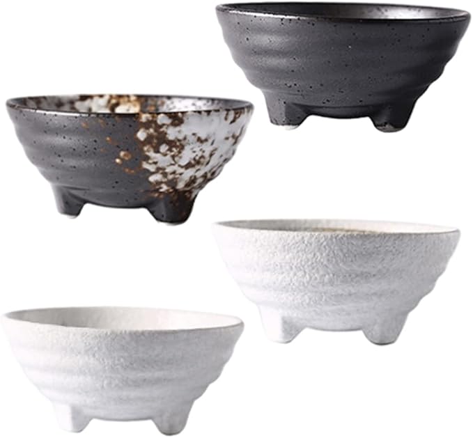 4pcs Ceramic Side Dish Appetizer Plates Ceramic Dip Dishes Ceramic Sauce Bowls Sushi Dipping Bowl Sauce Seasoning Plate Sauce Dish Mini Dipping Plates Ceramics Small Dish