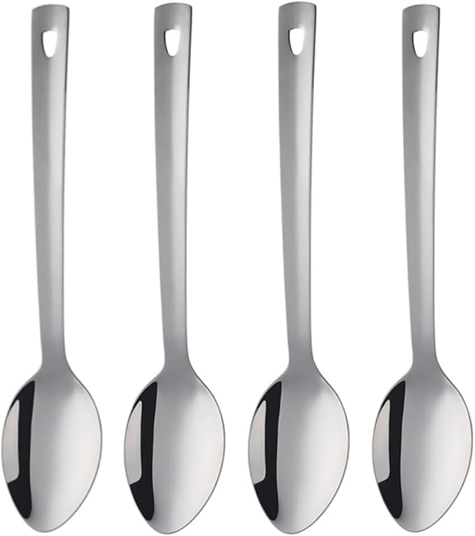 DOCBLACK 13 Inch Serving Spoons Set, Heavy Duty Stainless Steel Buffet Spoons with Long Handle for Kitchen, Restaurant, Party, Dishwasher Safe (Silver, 4PCS 13 inches)