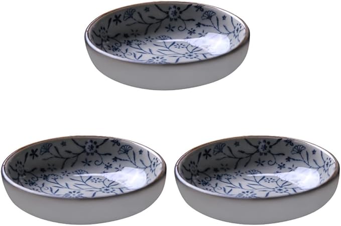 3pcs Ceramic Sauce Dish Kitchen Snack Plates Soy Sauce Bowls Appetizer Serving Tray