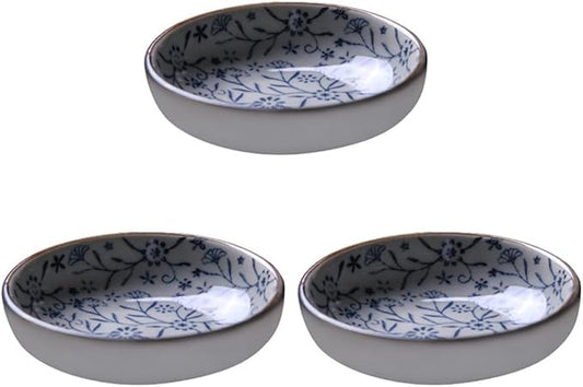 3pcs Ceramic Sauce Dish Kitchen Snack Plates Soy Sauce Bowls Appetizer Serving Tray