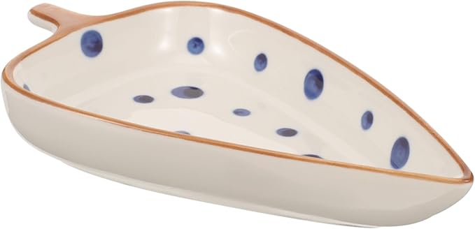 ABOOFAN Ceramic Snack Dish Leaf Design Dipping Sauce Plate for Appetizers and Desserts for Home and Restaurant Use Decorative Hand-painted Tabletop Serving Tray