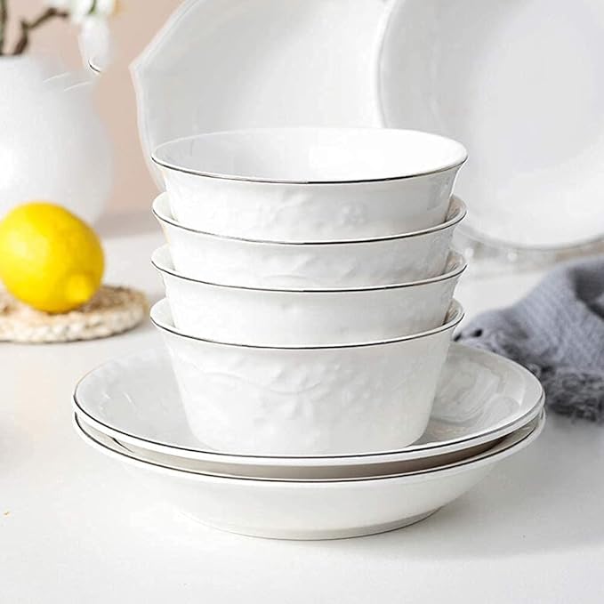 Dinnerware Sets - Luxury Gift Dishes Service Set, Ceramic Dinnerware Set, Plates/Bowls/Dish/Tablespoon 38-Piece Tableware Porcelain Combination Set-Family Party Restaurant Service for 8