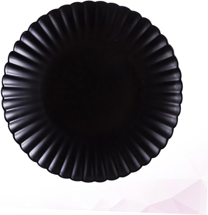 ABOOFAN Chrysanthemum Ceramics Plate Elegant Black Snack Dish for Serving Desserts Sushi and Fruits Matte Finish Dinnerware for Home and Kitchen Use