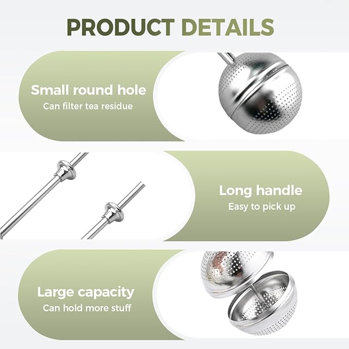 Stainless Steel Tea Diffuser,2025 New Tea Ball Infuser,Stainless Steel Tea Strainer Tea Infuser,For Loose Leaf Tea,Tea Diffusers Fine Mesh Tea Ball Tea Accessories (1)