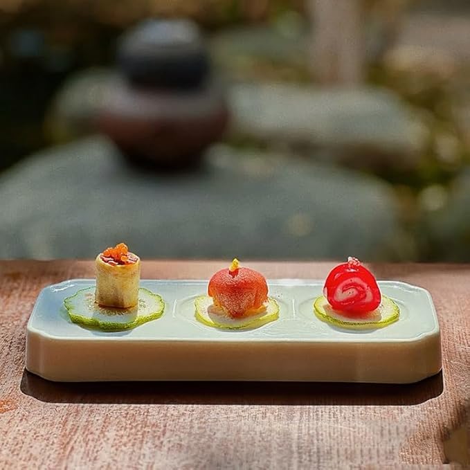 Kitchen Plates Pure White Ceramic Simple Western Three-grid Plate Tableware Characteristic Creative Vegetarian Snack Appetizer Restaurant Plates