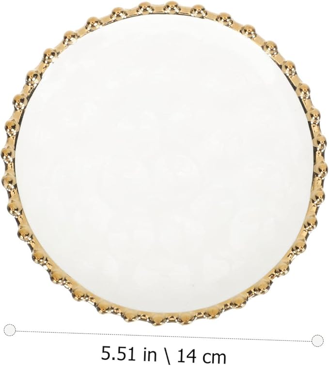 Cabilock Gold Rim Dinner Plate Round Platter for Breakfast Dessert Pasta Steak Pizza Salad Bread Fruits Sushi